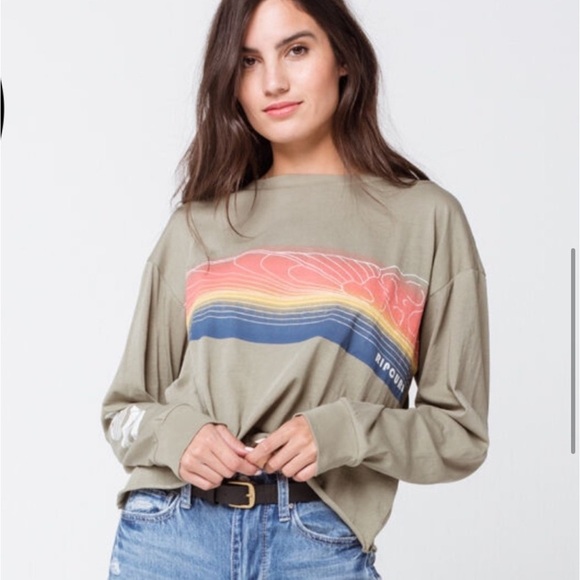 Rip Curl Scenic Waves Oversized Crop Long Sleeve Tee L - Picture 5 of 13